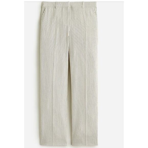 J.CREW Collection Ingrid pant in Italian seersucker fabric NWOT cream blue 6 - Picture 2 of 6